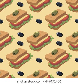 Sandwich pattern, background food, olives pattern

