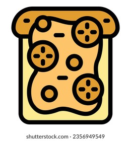 Sandwich peanut butter icon outline vector. Nut jar. Cream food color flat