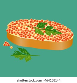 Sandwich with red caviar