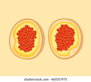 sandwich with red caviar