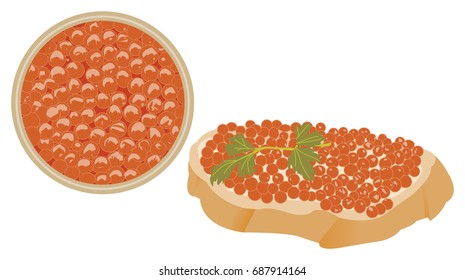 Sandwich with red caviar
