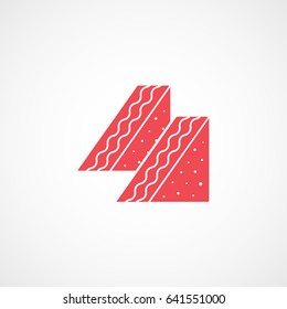 Sandwich Red Flat Icon On White Background