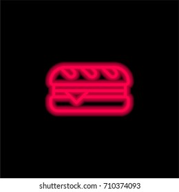 Sandwich red glowing neon ui ux icon. Glowing sign logo vector