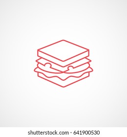 Sandwich Red Line Icon On White Background