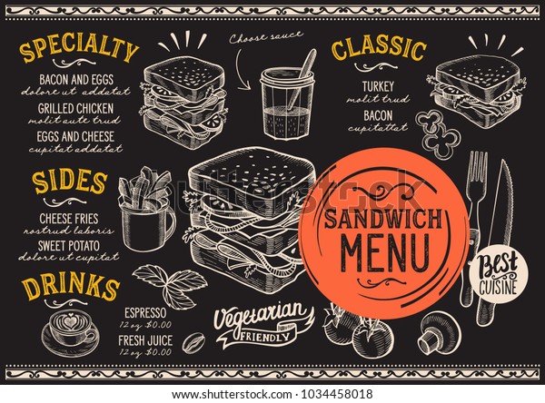 Sandwich Restaurant Menu Vector Food Flyer Stock Vector (Royalty Free ...