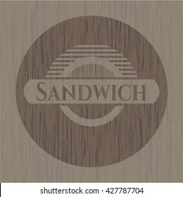 Sandwich retro style wooden emblem