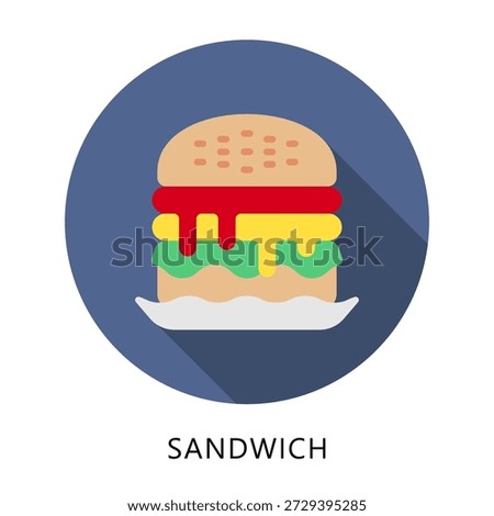Sandwich Rounded Flat Color Icon, Mini Illustration Relate To Food, Gastronomy. Use For Modern Concept, Ui, Ux Web And App Development.