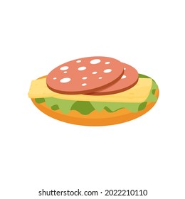 Sandwich with sausage and cheese. Vector illustration 