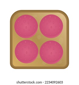 Sandwich with sausage on bread. Vector illustration