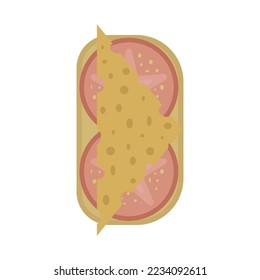Sandwich with sausage on bread. Vector illustration