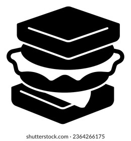 Sandwich with sausage solid icon, englishbreakfast concept, sandwich with cheese vector sign on white background, sandwich glyph style for mobile concept and web design. Vector graphics