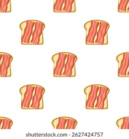 padrão sem emenda do sanduíche, queijo, bacon na torrada, ilustração do vetor de fast food