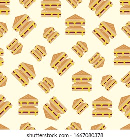 Sandwich. Seamless pattern fast food icons. Can be used for various kinds of design, calligraphy and wrapping paper.