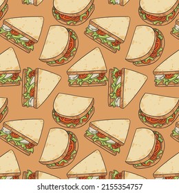 
Sandwich Nahtloses Muster, bereit zum Bedrucken auf Leinwand