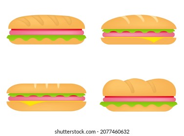 Sandwich set, icon, stock vector, logo isolated on a white background. Illustration
