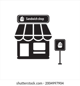 Sandwich shop icon vector, new flat design