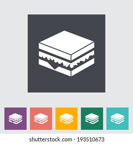 Sandwich. Single flat icon on the button. Vector illustration.