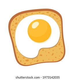 Sandwich with a slice of bread and a fried egg. Vector illustration.