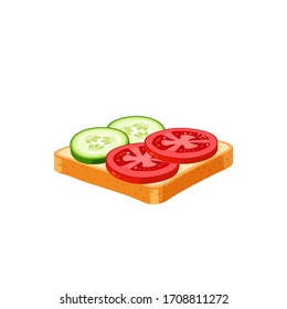 Sandwich with sliced veggies. Vector illustration cartoon flat icon collection isolated on white.