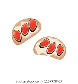 Sandwich with slices of fig fruit vector Illustration on a white background