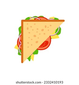 Sandwich. Snack fast food. Meatball sub, wrap and traditional ham and cheese on toast. Vector clip art illustration