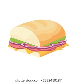 Sandwich. Snack fast food. Meatball sub, wrap and traditional ham and cheese on toast. Vector illustration isolated on white background EPS10