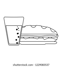Sandwich with soda cup black and white