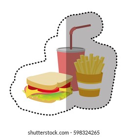 sandwich, soda and fries french icon, vector illustraction design