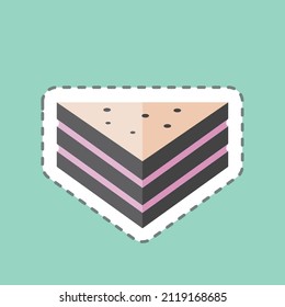 Sandwich Sticker in trendy line cut isolated on blue background
