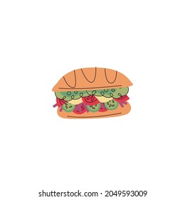 Sandwich Stickers Isolated On White Background
