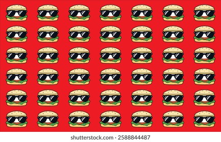 Sandwich with Sunglasses. background. Sandwich with Sunglasses doodle pattern. Sandwich with Sunglasses wallpaper. Sandwich with Sunglasses seamless pattern 