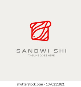 Sandwich Sushi Restaurant Clear Minimalist Simple Logo Vector