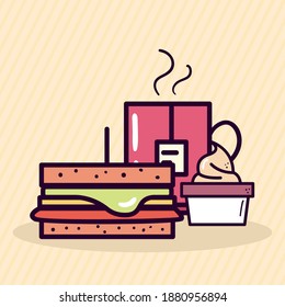 sandwich tea and yogurt design of food eat restaurant and menu theme Vector illustration