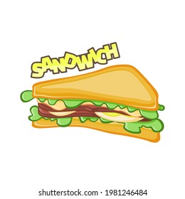 A sandwich with the text on the top of it isolated on white background