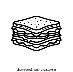sandwich thin line icon, black color, isolated