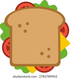 Sandwich with toast bread ham and cheese icon, healthy breakfast club sandwich vector symbol