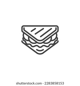 Sandwich toast line icon. linear style sign for mobile concept and web design. Triangle sandwich outline vector icon. Breakfast symbol, logo illustration. Vector graphics