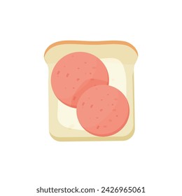sandwich, toast with sausage and butter. vector illustration on white background
