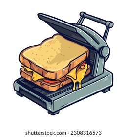 sandwich toaster with sandwich inside icon isolated