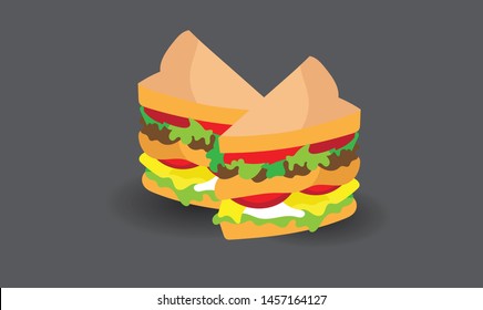 Sandwich Triangle Clipart Flat Illustration