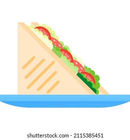 Sandwich vector. Fast food icon isolated on white background. Bread with vegetable snack for lunch or breakfast. Fastfood menu