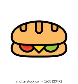Sandwich vector, fast food related flat style icon