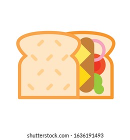 Sandwich vector, fast food related flat style icon