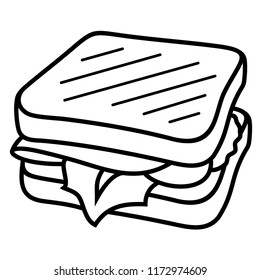 Sandwich Vector Flat Outline Icon Illustration Stock Vector (Royalty ...