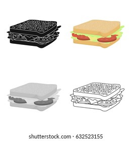 Sandwich vector icon in cartoon style for web