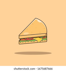 Sandwich Vector Icon Illustration. Fast Food Collection. Food Icon Concept White Isolated. Flat Cartoon Style Suitable for Web Landing Page; Banner; Sticker; Background