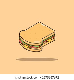 Sandwich Vector Icon Illustration. Fast Food Collection. Food Icon Concept White Isolated. Flat Cartoon Style Suitable for Web Landing Page; Banner; Sticker; Background