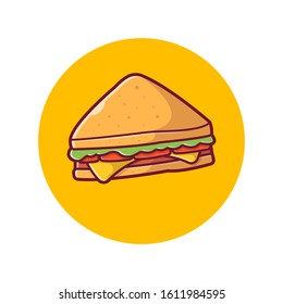 Sandwich Vector Icon Illustration. Ham And Swiss Cheese Sandwich, Food Icon Concept White Isolated. Flat Cartoon Style Suitable for Web Landing Page, Banner, Sticker, Background