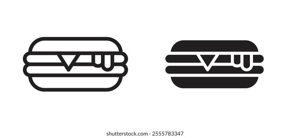 Sandwich vector icon set in black color.