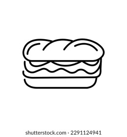Icono vector de sándwich. Símbolo en estilo de arte de línea para elementos de diseño, presentación, sitio web o aplicaciones móviles. Ilustración del símbolo sándwich. Gráficos vectoriales de píxeles - Vector.